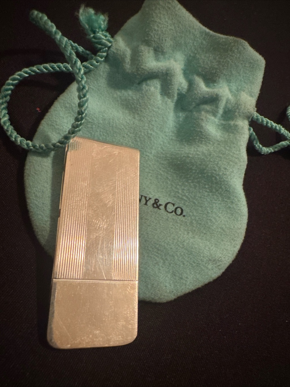 Tiffany & Co. Sterling Silver Money Clip with Signature Blue Pouch